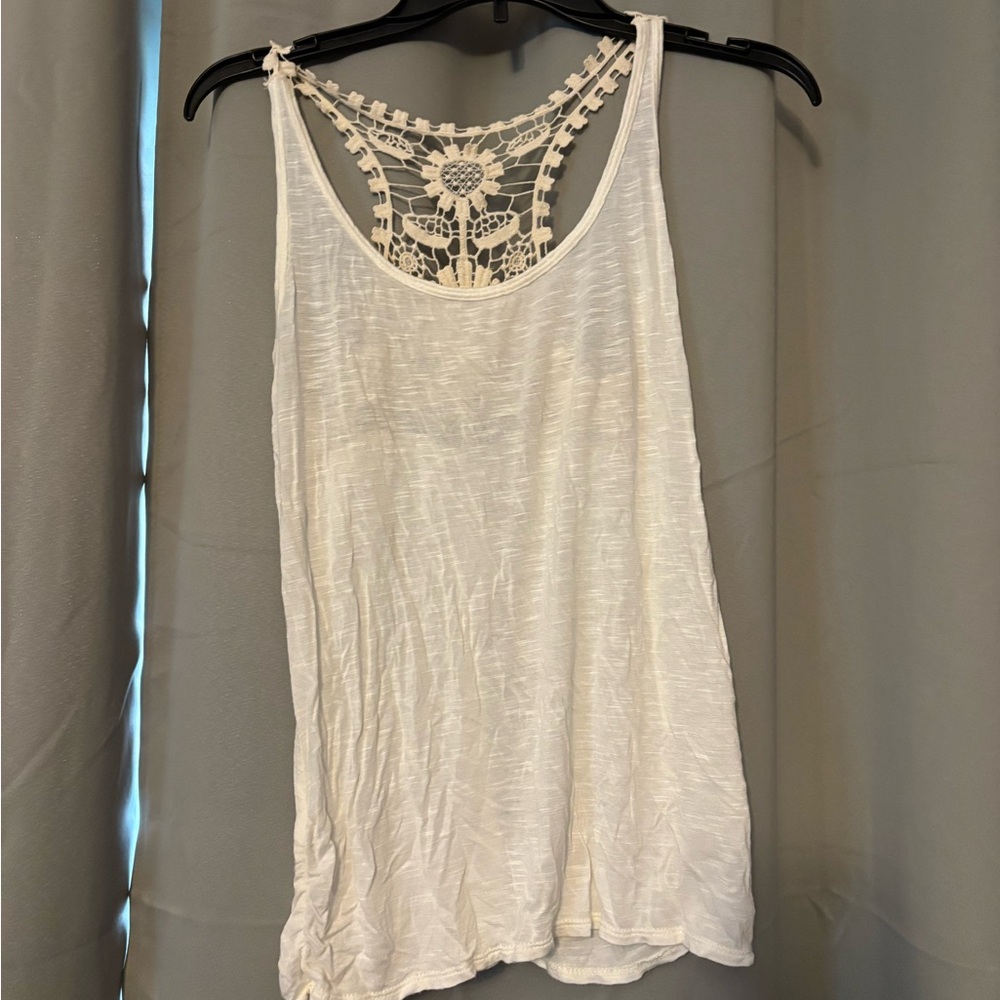 dELiA*s White Crochet Back Tank Top